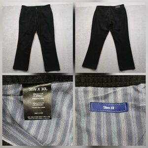 English Laundry Slim Fit Corduroy Pants Men 36x30 Black Cotton Stretch
